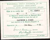 National Joint Council for the Building Industry registration certificate